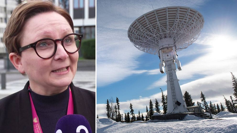 Ragnhild Hålan Simenstad, talesperson för norska utrikesdepartementet samt en bild från Esrange i Kiruna.