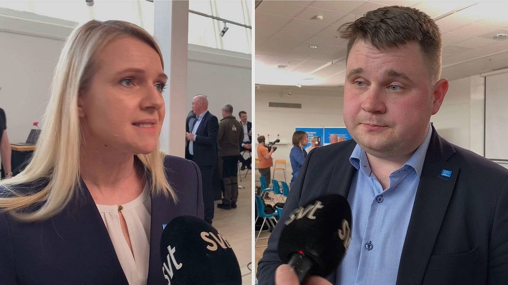 Alicja Kapica (M) och Niklas Säwén (S), oppositions- respektive kommunalråd i Sundsvall.
