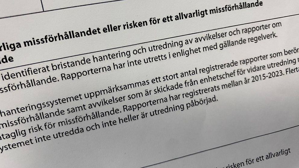 Foto på en lex Sarah-anmälan som Sundsvalls kommun gjort till Inspektionen för vård och omsorg, IVO.