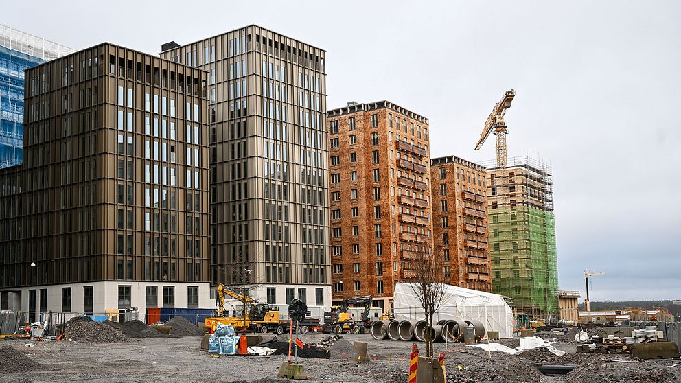 Nybyggda bostäder i Hagastaden i Stockholm.