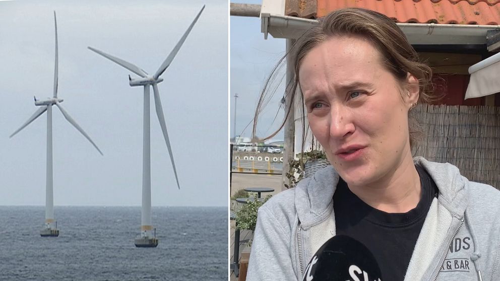 Hanna Johansson, som är ansvarig för en restaurang i Varbergs hamn, tror att vindkraftsparkerna kommer skapa debatt.