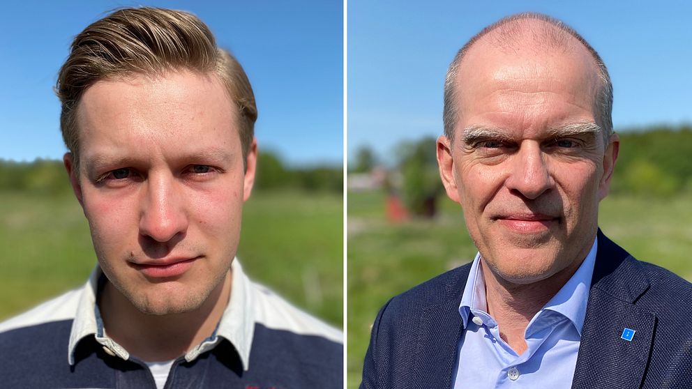 Adam Johansson (M) och Ingemar Kihlström (KD) tittar in i kameran.