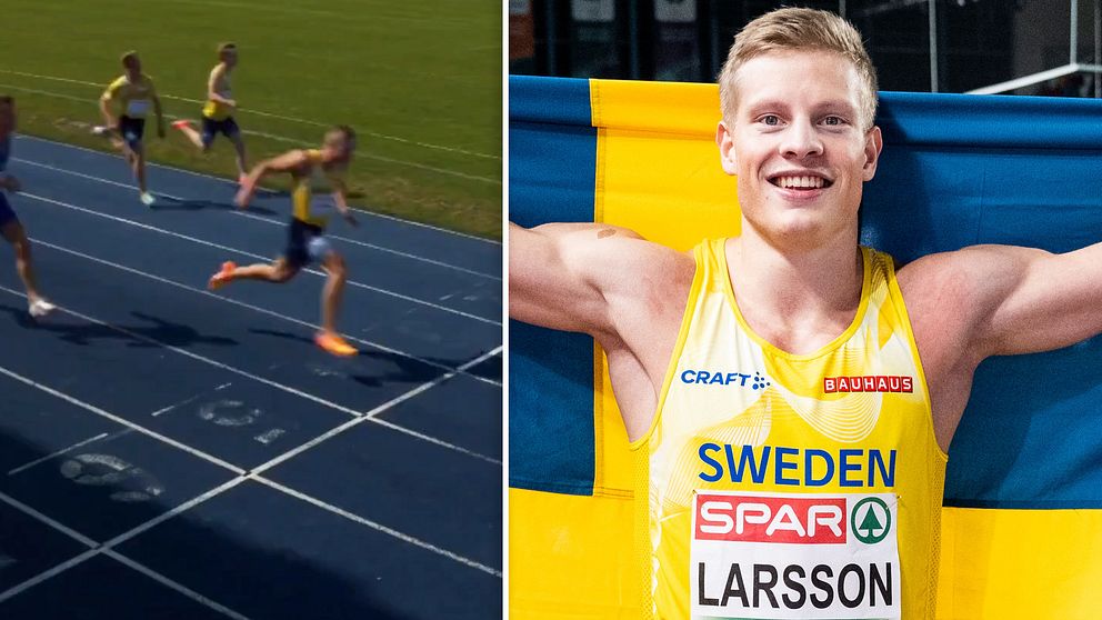 Se när Henrik Larsson springer in på en kanontid på 100 meter i Nordiska mästerskapen.
