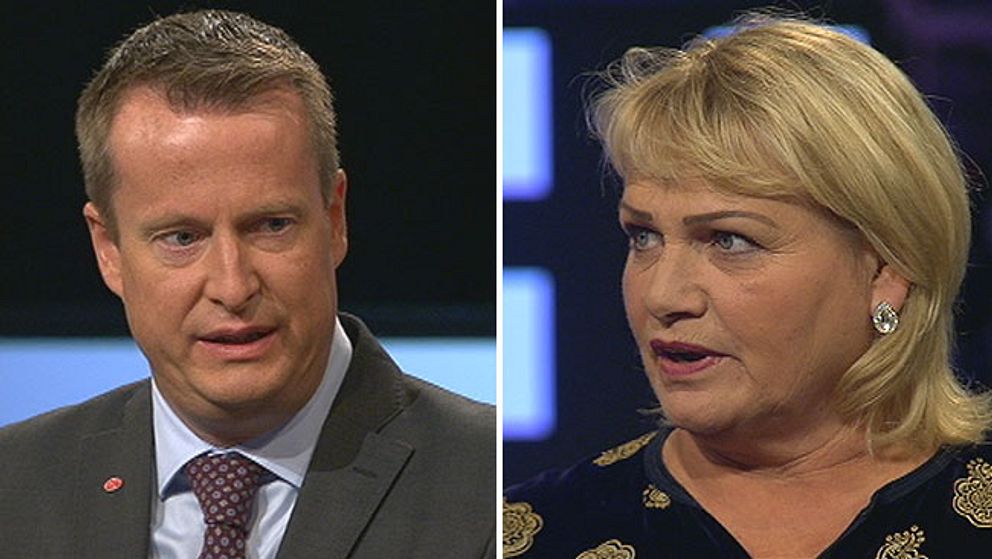 Inrikesminister Anders Ygeman (S) och EU-parlamentarikler Sorya Post (Fi) debatterar regeringens behandling av tiggarfrågan.