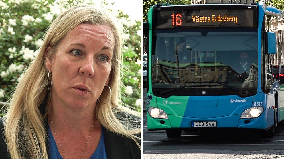 Malin Linekrans, avdelningschef för kundservice på Västtrafik, buss 16 vid Domkyrkan