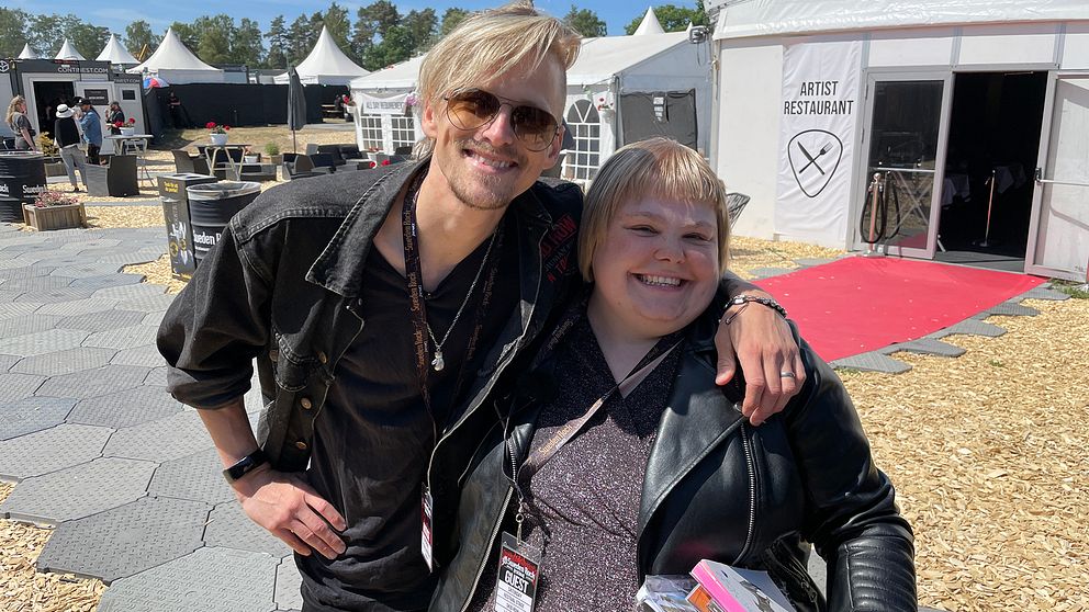 Skid Rows sångare Erik Grönwall och Linda Ekbladh från Sölvesborg.