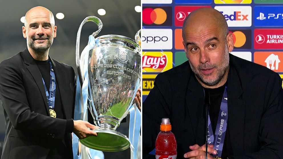 Pep Guardiola skickade en passning till Real Madrid efter första CL-titeln med Manchester City.