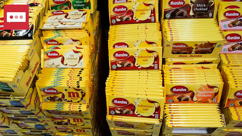 Massa Marabou-chokladkakor i affären