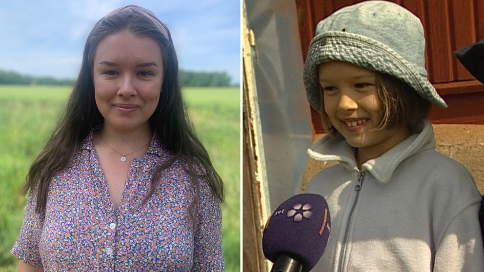 Tvådelad bild, till vänster Ebba Bock Tylebrink idag, till vänster Ebba Bock Tylebrink i april 2004.