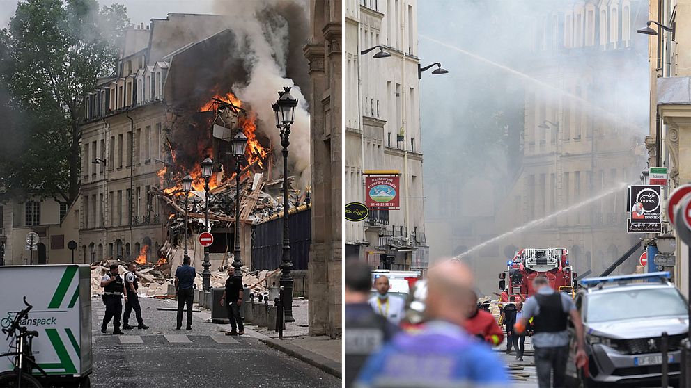 Flera byggnader brinner i Paris.
