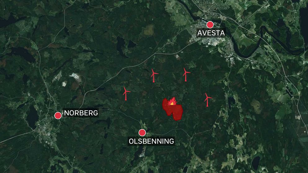 Vindkraftparken ligger mittemellan Avesta och Norberg.