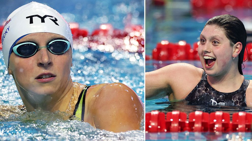 Claire Weinstein (till höger) besegrade oväntat Katie Ledecky.