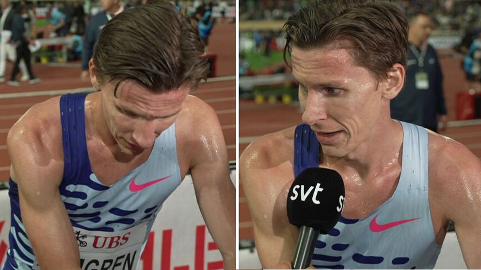 Andreas Almgren besviken efter det avbrutna 5 000-metersloppet.