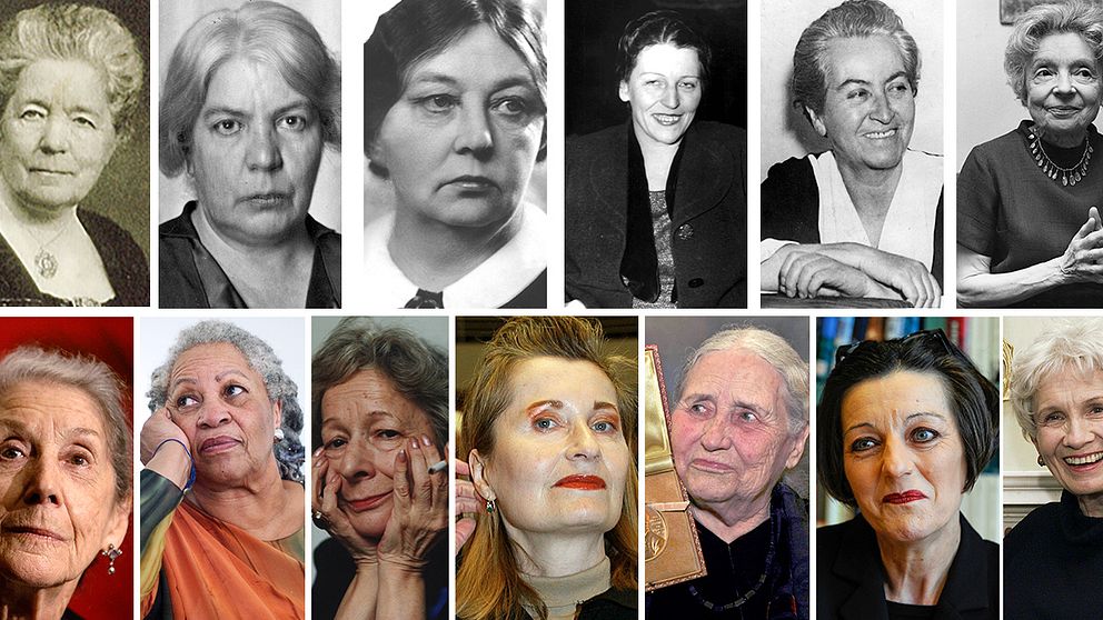 Alla de tretton kvinnor som vunnit nobelpriset i litteratur sedan det första priset delades ut 1901.