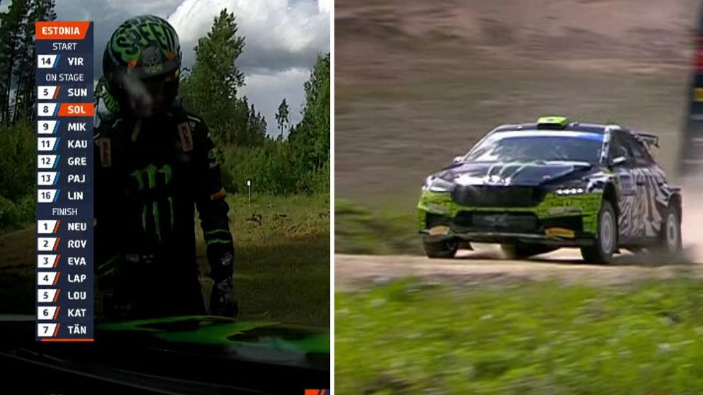 Oliver Solberg tvingades bryta när han ledde VM-rallyt i Estland.