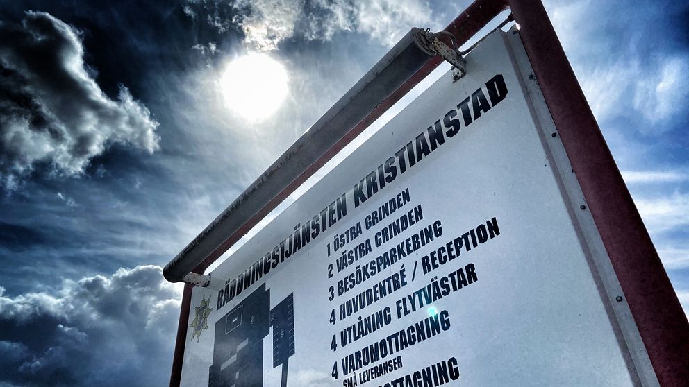 En skylt utanför Räddningstjänsten Kristianstad.