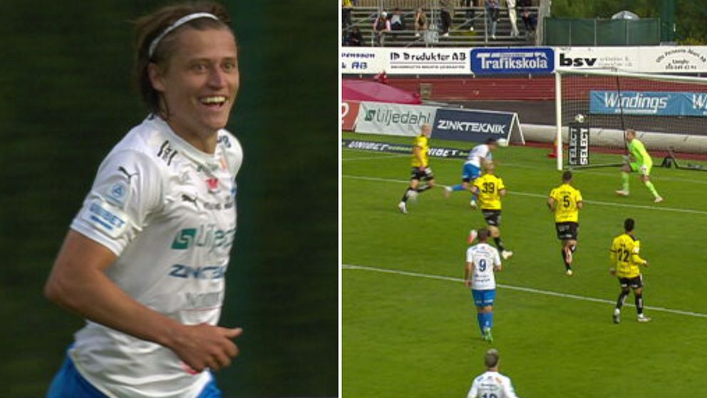 Simon Thern blev stor hjälte mot Häcken med sitt första allsvenska mål för Värnamo.