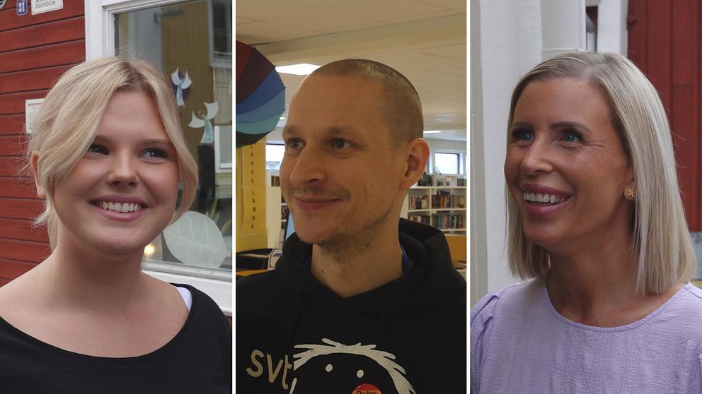 Splitbild på tre lindesbergare, en kille och två tjejer