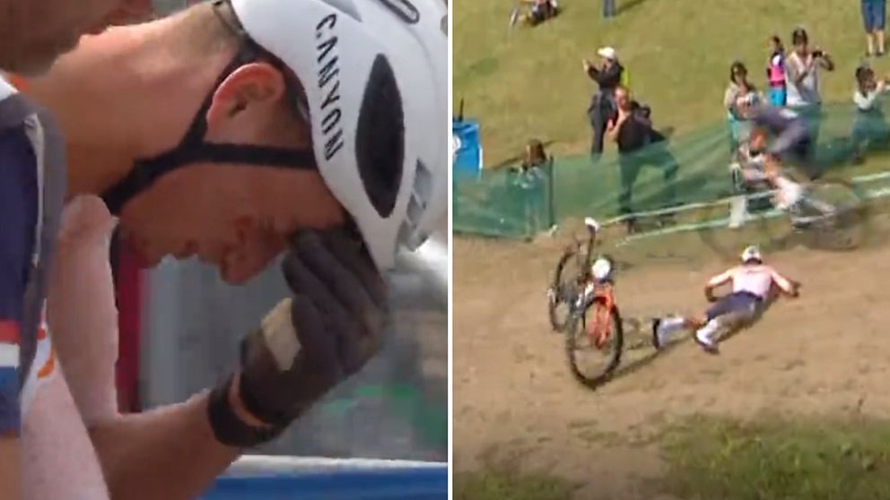 Mathieu van der Poel kraschar – lämnar VM blodig.