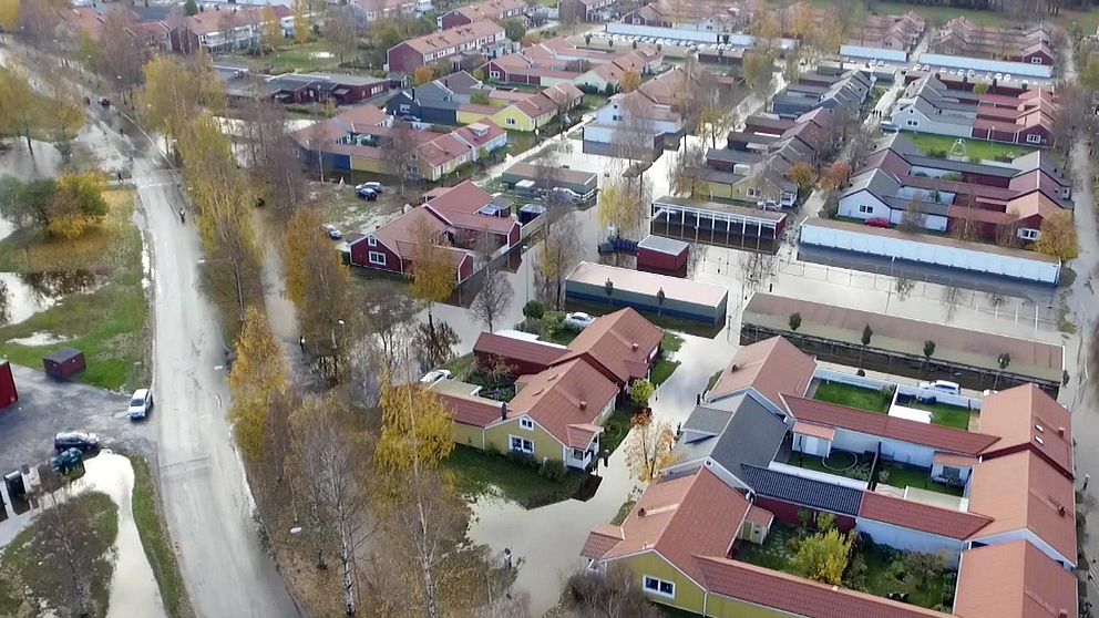 Översvämd bostadskvarter