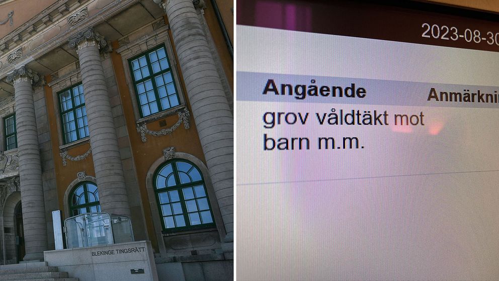 Blekinge tingsrätt samt infotext om misstänkta våldtäkten mot barn.