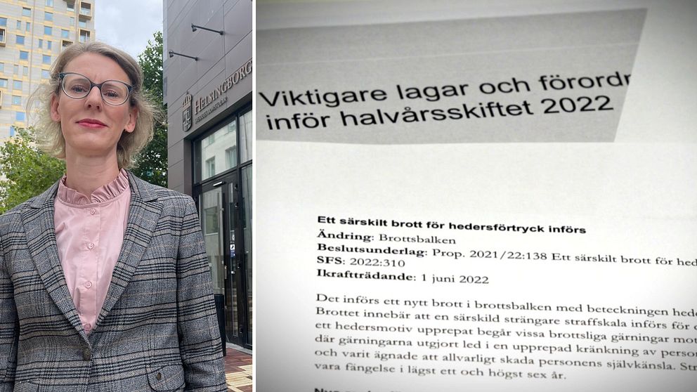 Linda Seger är senior åklagare vid Åklagarkammaren i Helsingborg. Hör henne berätta mer om lagen mot hedersförtryck, som infördes förra sommaren.