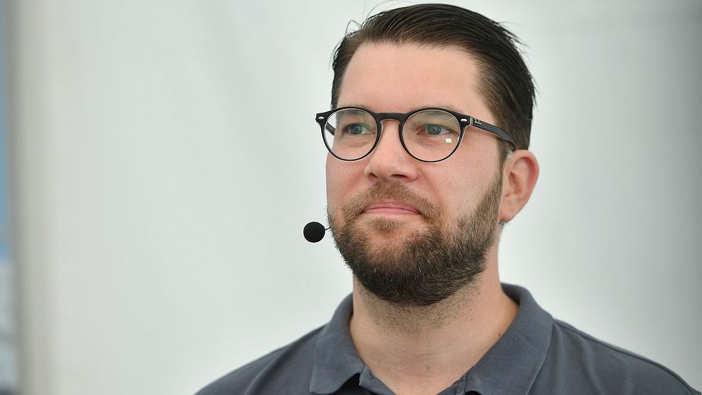 Jimmie Åkesson mot en grå bakgrund