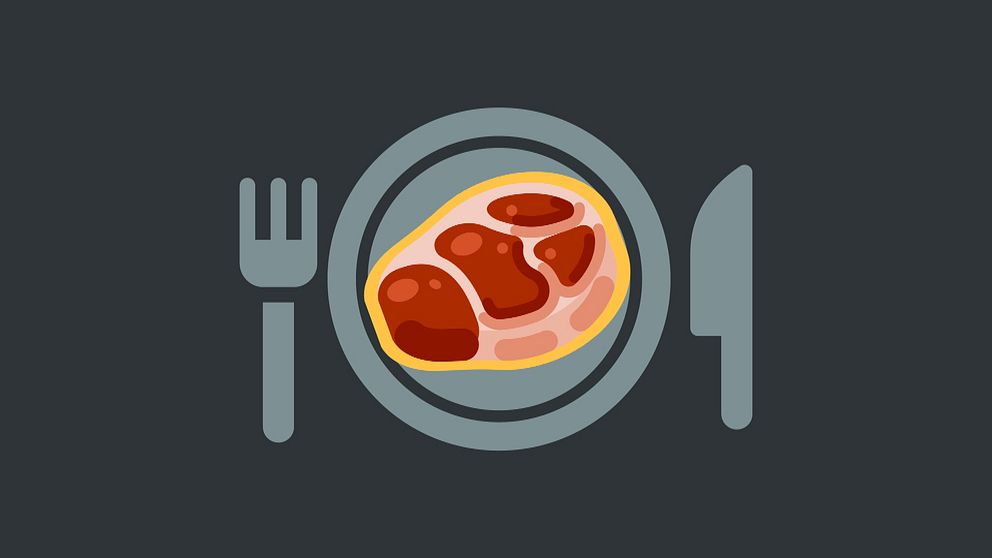 en grafisk bild på en köttbit på en tallrik
