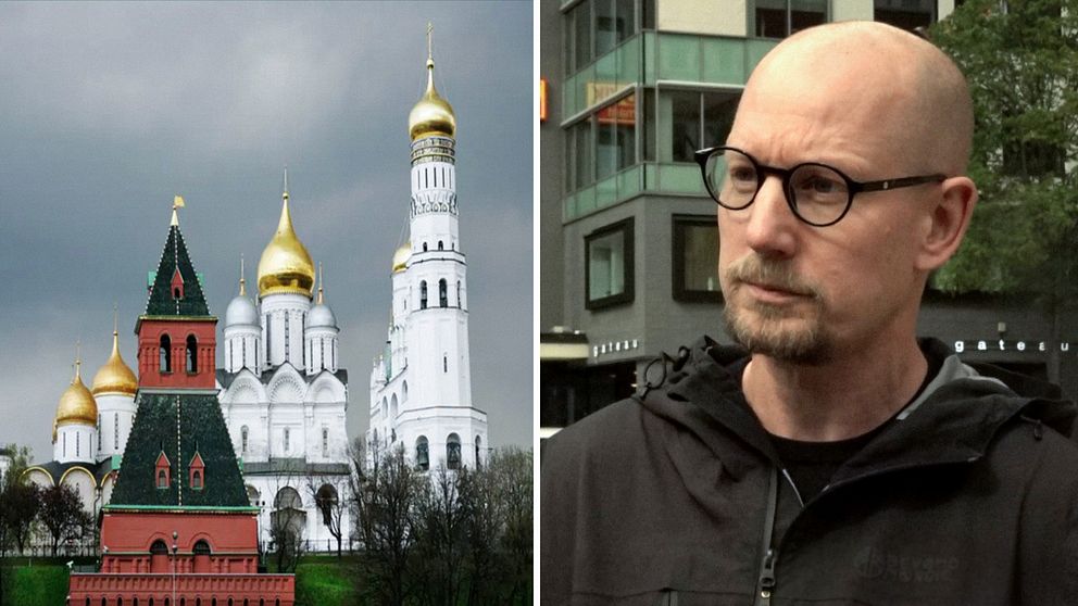 Till vänster en bild från Moskva, till höger bild på forskaren Carl Heath.