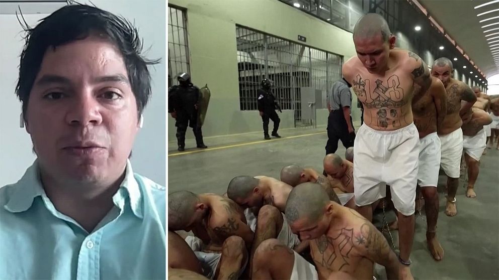 Journalisten Nelson Rauda och fångar i fängelse i El Salvador.