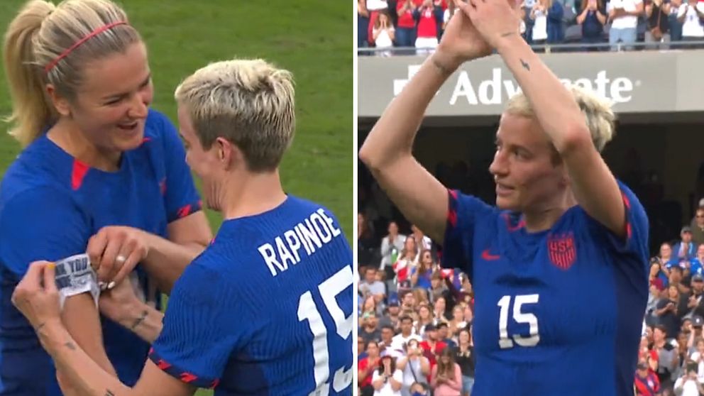 Megan Rapinoe tackades av i hennes sista landskamp för USA.