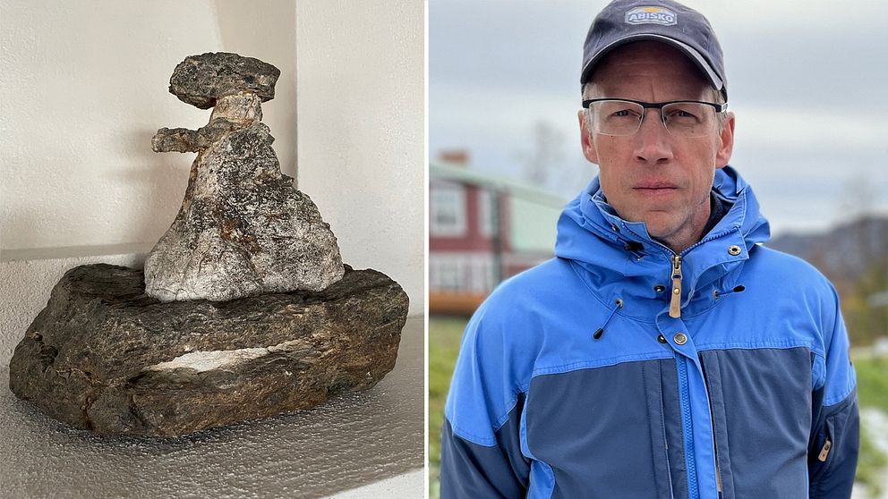 Seiten har stått på Hjalmar Lundbohm-gården. Anders Lindberg (t.v), presschef LKAB, säger att företaget gärna lämnar tillbaka den.