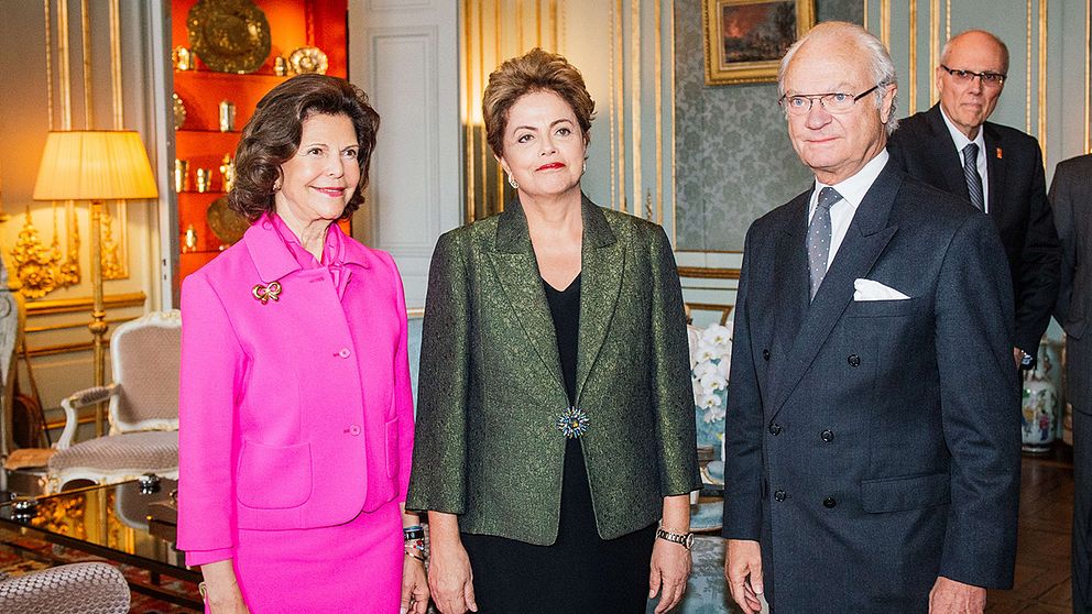 Brasiliens president Dilma Rousseff träffade kungaparet under besöket i Sverige.