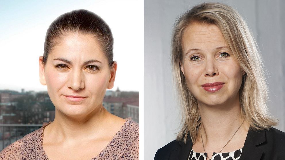 Rakel Chukri (t v) kritiserar SVT för vi-och-dom-formuleringar om ”helsvenskar”. SVT:s Anne Lagercrantz (t h) förstår kritiken.