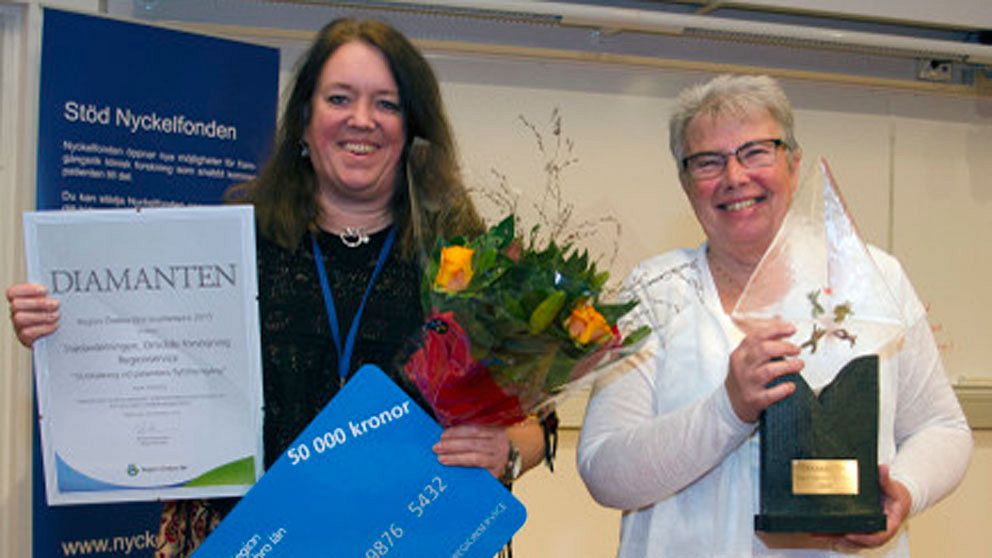 Gruppchef Ilona Gunnersen och avdelningschef Eva Gustafsson mottog årets Diamantenpris.