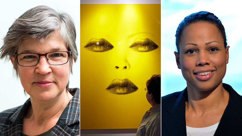Katarina Jönsson Norling hoppas att kulturminister Alice Bah Kuhnke ska skapa tydligare krav för konstnärers ersättning. I mitten syns ett konstverk av Natasha Kertes ur ”Lips series”.