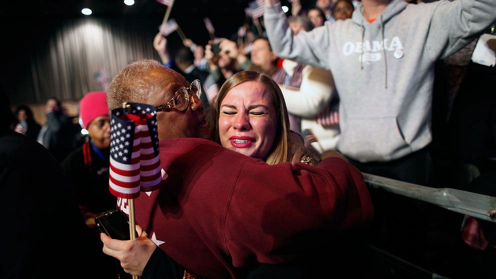 Obamaanhängare i tårar i Chicago.