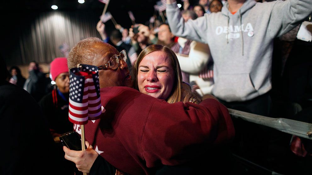 Obamaanhängare i tårar i Chicago.