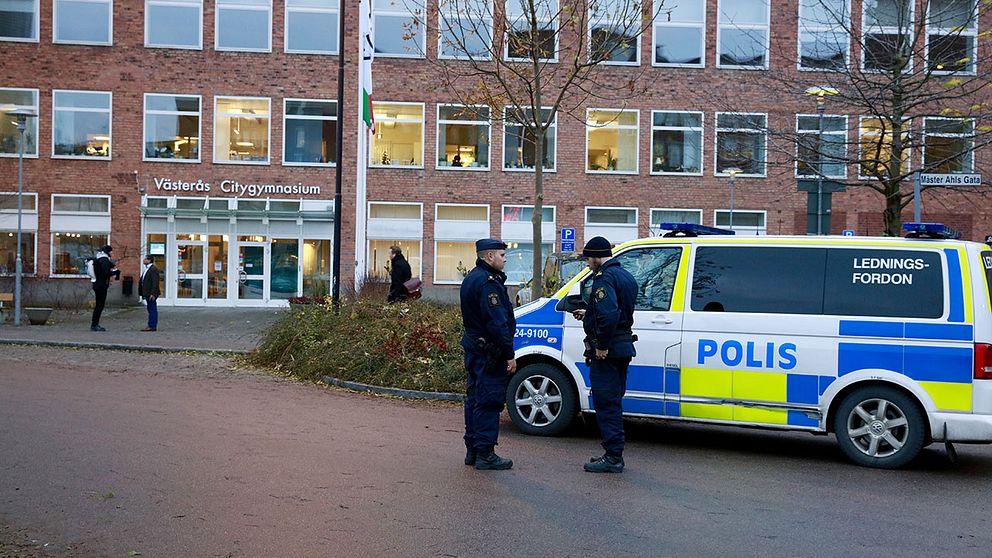 Grovt våld är ovanligt i svenska skolor. Hösten 2015 utrymdes Citygymnasiet i Västerås efter hot.