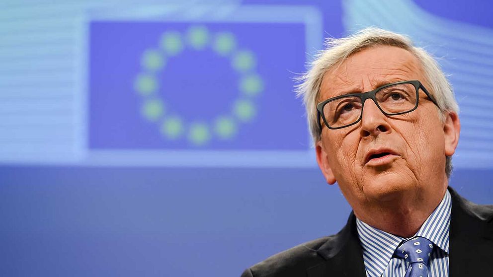 EU-kommissionens ordförande Jean-Claude Juncker vid fredagens presskonferens.