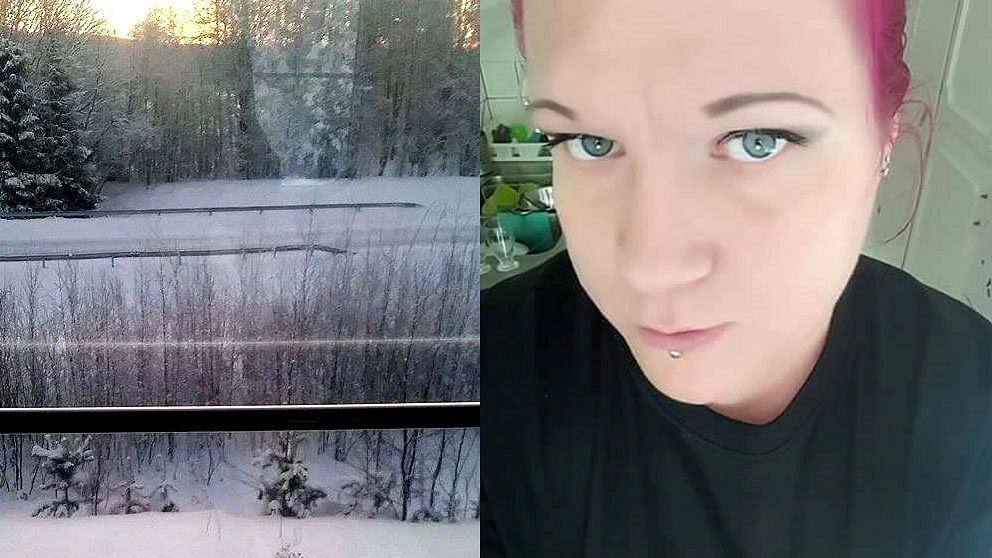 kollage Marina Johansson och bild från tågfönstret