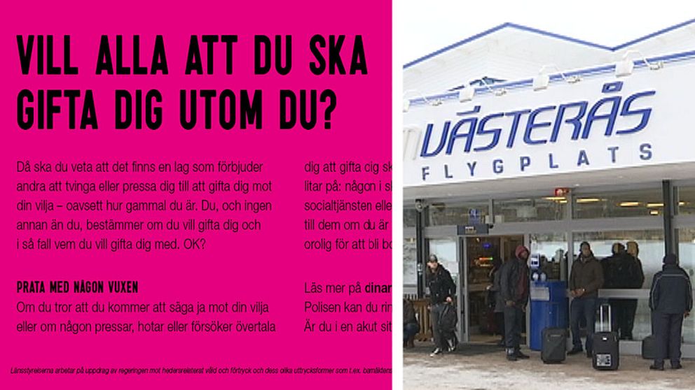Kampanj mot tvångsgifte på Västerås flygplats.