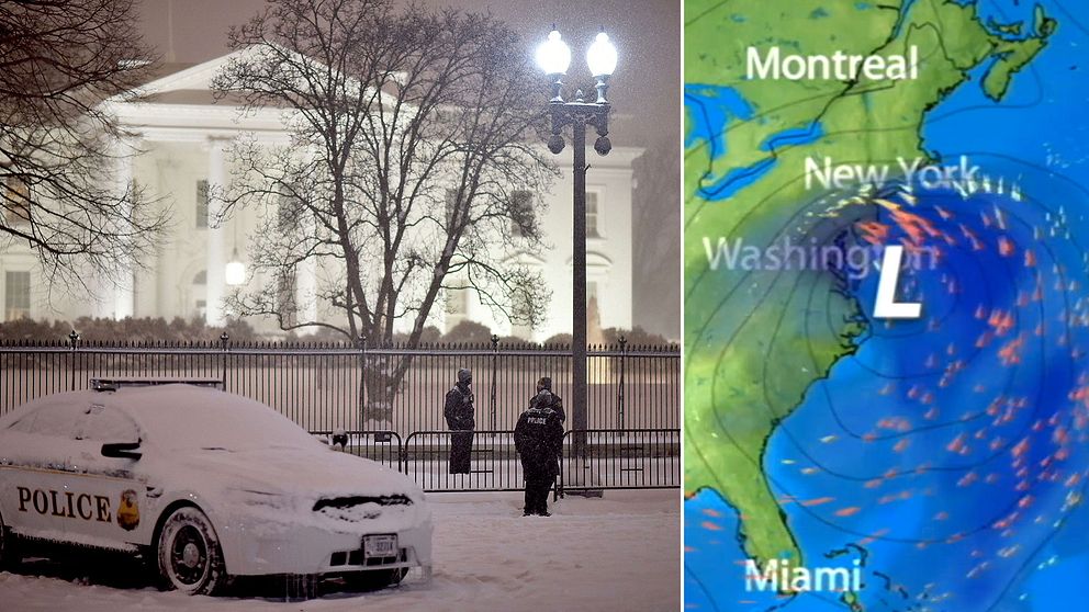 Vita Huset i kraftigt snöfall