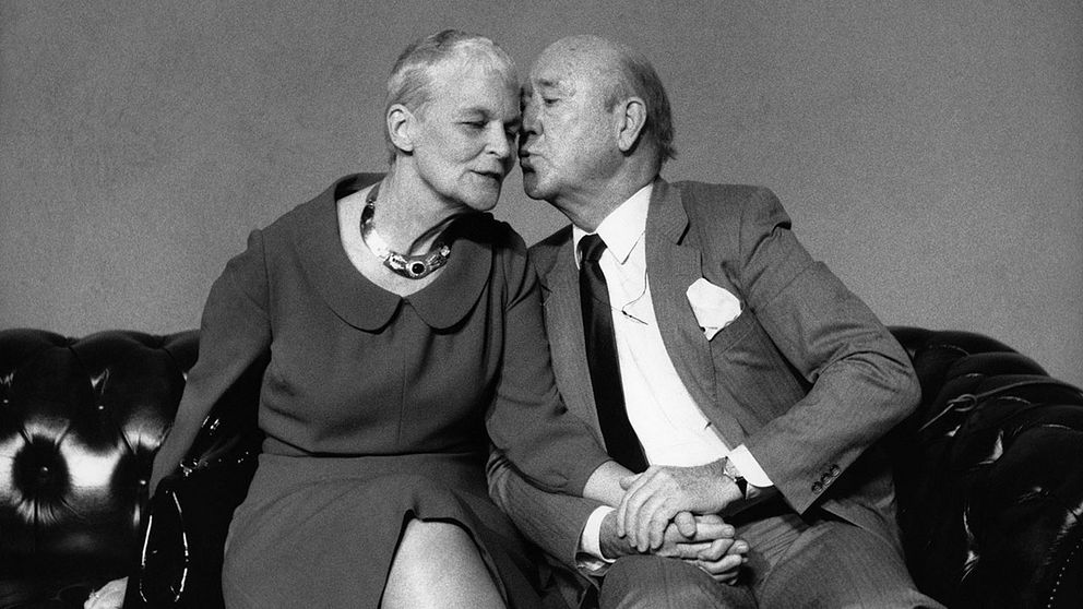 Lennart Hyland, programledare, med frun Tuss år 1988.