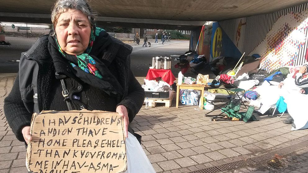 Tiggare utanför stadshuset i Malmö