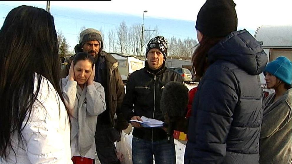 Migranter i husvagnsläger i Sundsvall