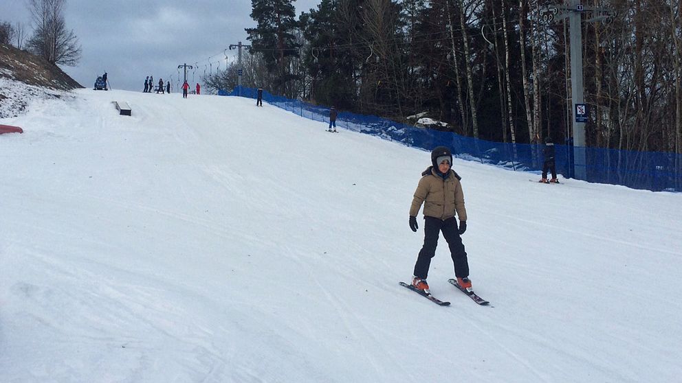 Skidåkning i Vedbobacken.