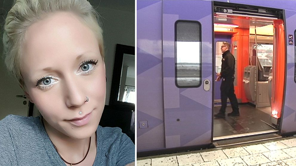 Linda Bernhardsson resenär på Skånetrafikens Pågatåg i Hallandsåstunneln.