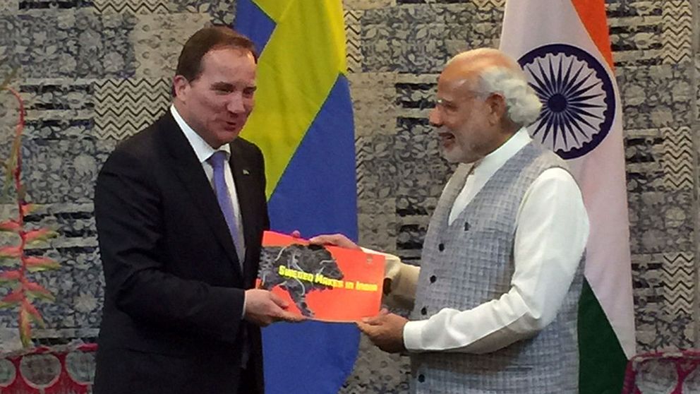 Stefan Löfven och Indiens premiärminister Modi.