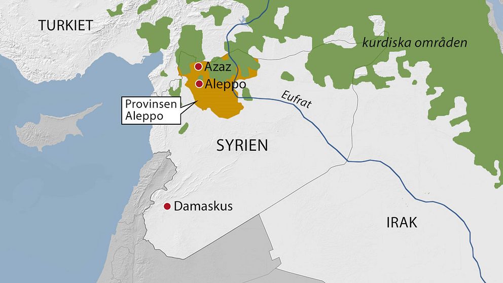 Turkiet bombar nu i norra Syrien av rädsla att den kurdiska framgångarna där ska påverka kurdernas kamp i Turkiet. Grön maerkering = områden med kurder i olika procenttal.